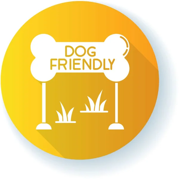Dog Friendly Zone Yellow Flat Design Long Shadow Glyph Icon — Stock Vector