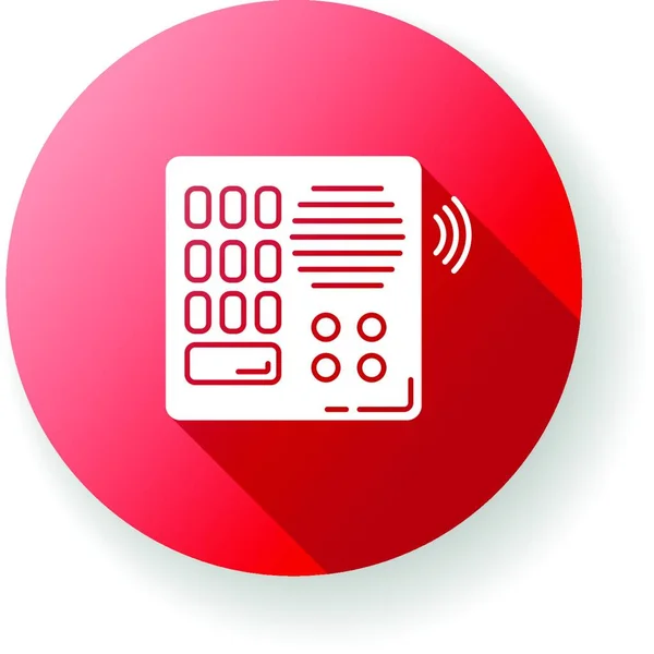 Intercom Roten Flachen Design Langen Schatten Glyphen Symbol Talkback Haustelefon — Stockvektor