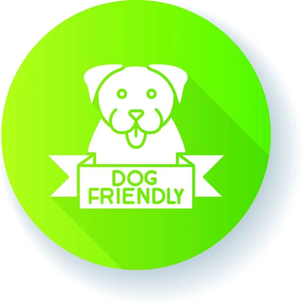 Dog Friendly Area Green Flat Design Long Shadow Glyph Icon — Stock Vector
