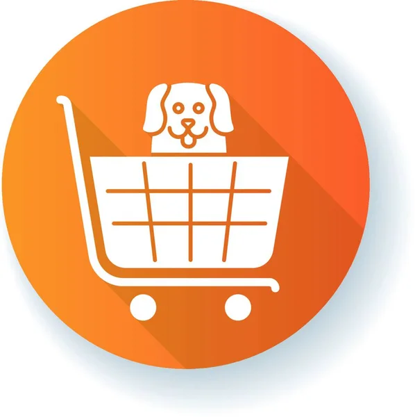 Dogs Allowed Supermarket Petshop Orange Flat Design Long Shadow Glyph — Stock Vector