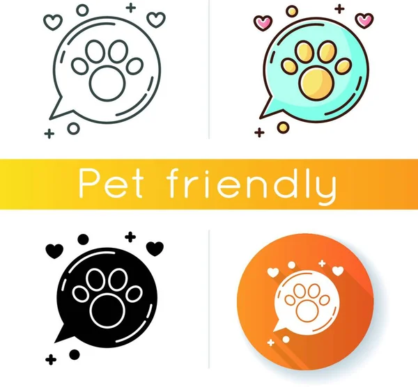 Domestic Animals Friendly Area Icon Doggy Kitty Welcome Pets Allowed — Stock Vector