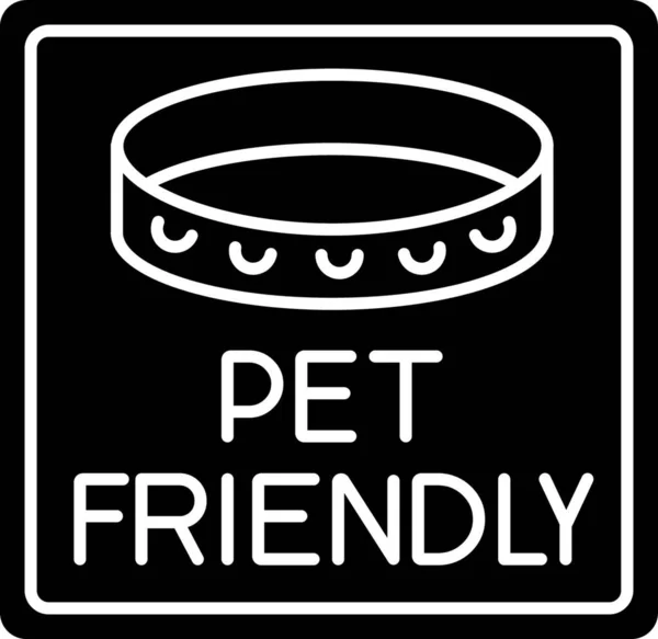 Pet Friendly Area Sign Black Glyph Icon Domestic Animals Collars — Stock Vector