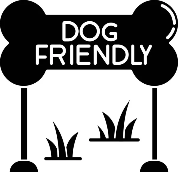 Dog Friendly Zone Black Glyph Icon Puppy Allowed Park Square — Stock Vector