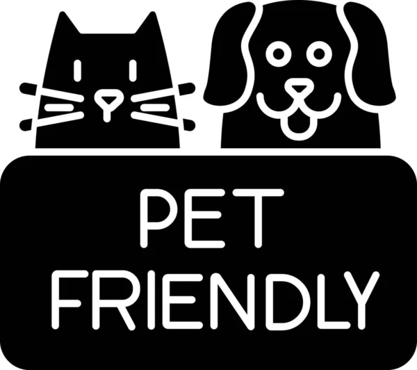 Cat Dog Friendly Area Black Glyph Icon Puppy Kitten Permitted — Stock Vector