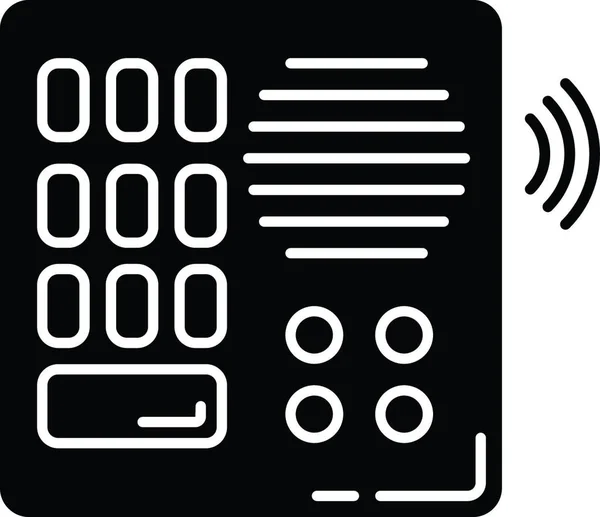 内部通信的黑色字形图标 门电话 语音通信装置 安全系统 安全设备 入口保护 白色空间上的轮廓符号 矢量孤立的说明 — 图库矢量图片