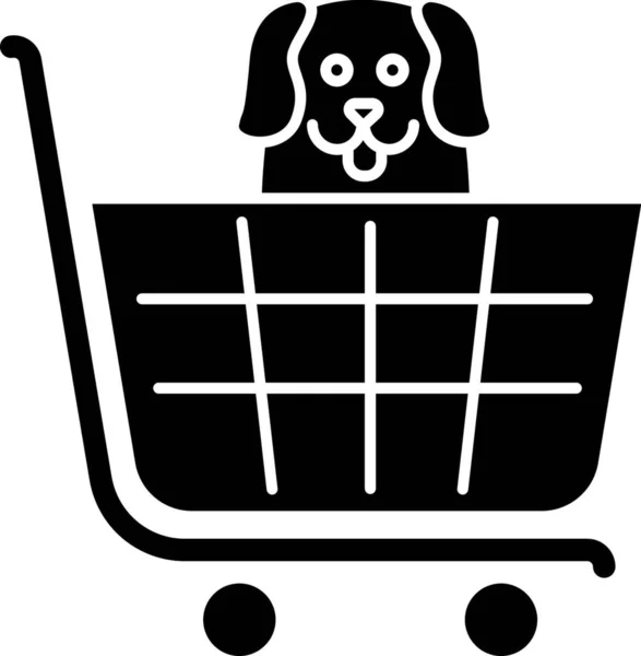 Dogs Allowed Supermarket Petshop Black Glyph Icon Doggy Permitted Shop — Stock Vector