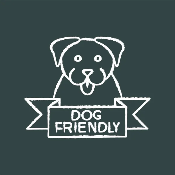 Dog Friendly Area Chalk White Icon Black Background Puppy Permitted — Stock Vector