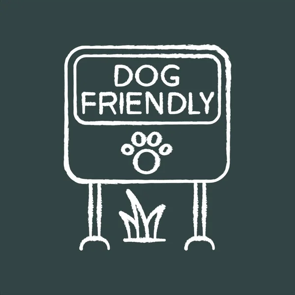 Dog Friendly Place Chalk White Icon Black Background Doggy Allowed — Stock Vector