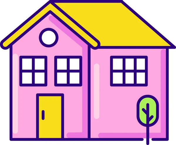 Home Rosa Icona Colori Rgb Ipoteca Residenziale Copertura Immobiliare Cottage — Vettoriale Stock