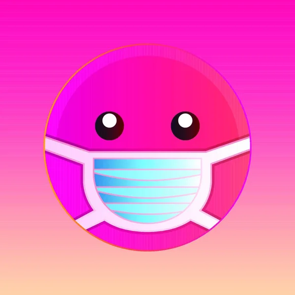 Wajah Lucu Lucu Emoji Dengan Topeng Medis Untuk Menahan Virus - Stok Vektor