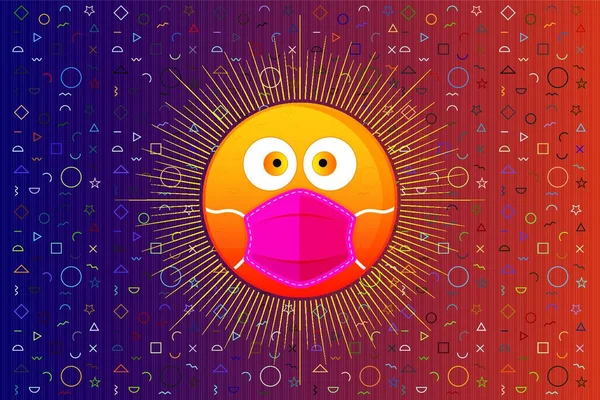 Rosto Emoji Bonito Engraçado Com Máscara Médica Para Restringir Vírus — Vetor de Stock