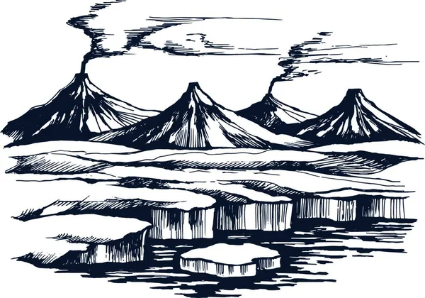 Grupo Volcánico Islandia Isla — Vector de stock