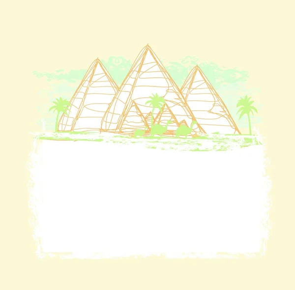 Sfondo Vintage Con Piramidi Giza — Vettoriale Stock