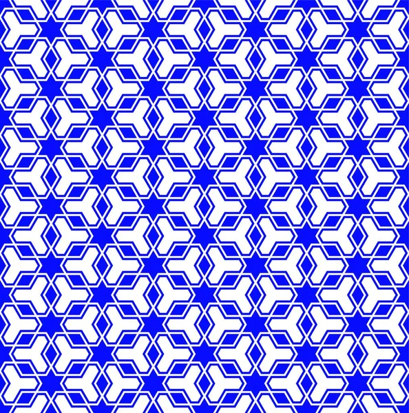 Adorno Geométrico Sin Costuras Basado Arte Islámico Tradicional Azul Blanco — Vector de stock