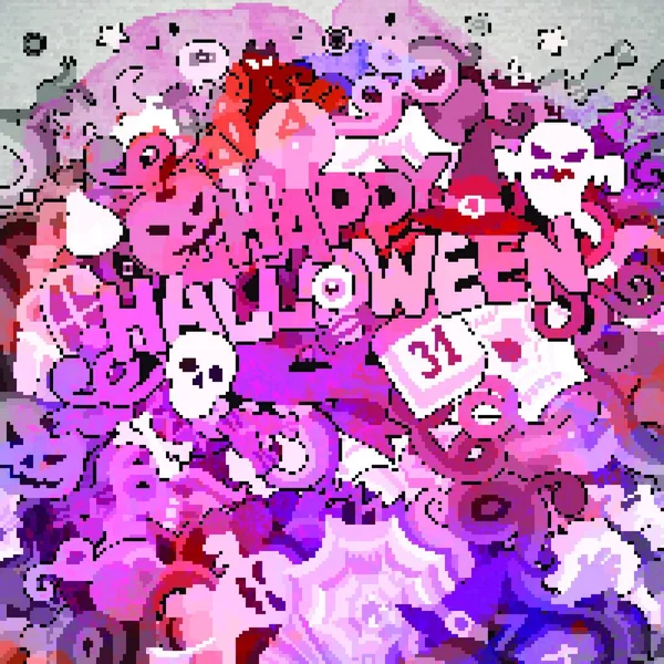 Dessin Animé Gribouillis Mignon Dessiné Main Happy Halloween Illustration — Image vectorielle