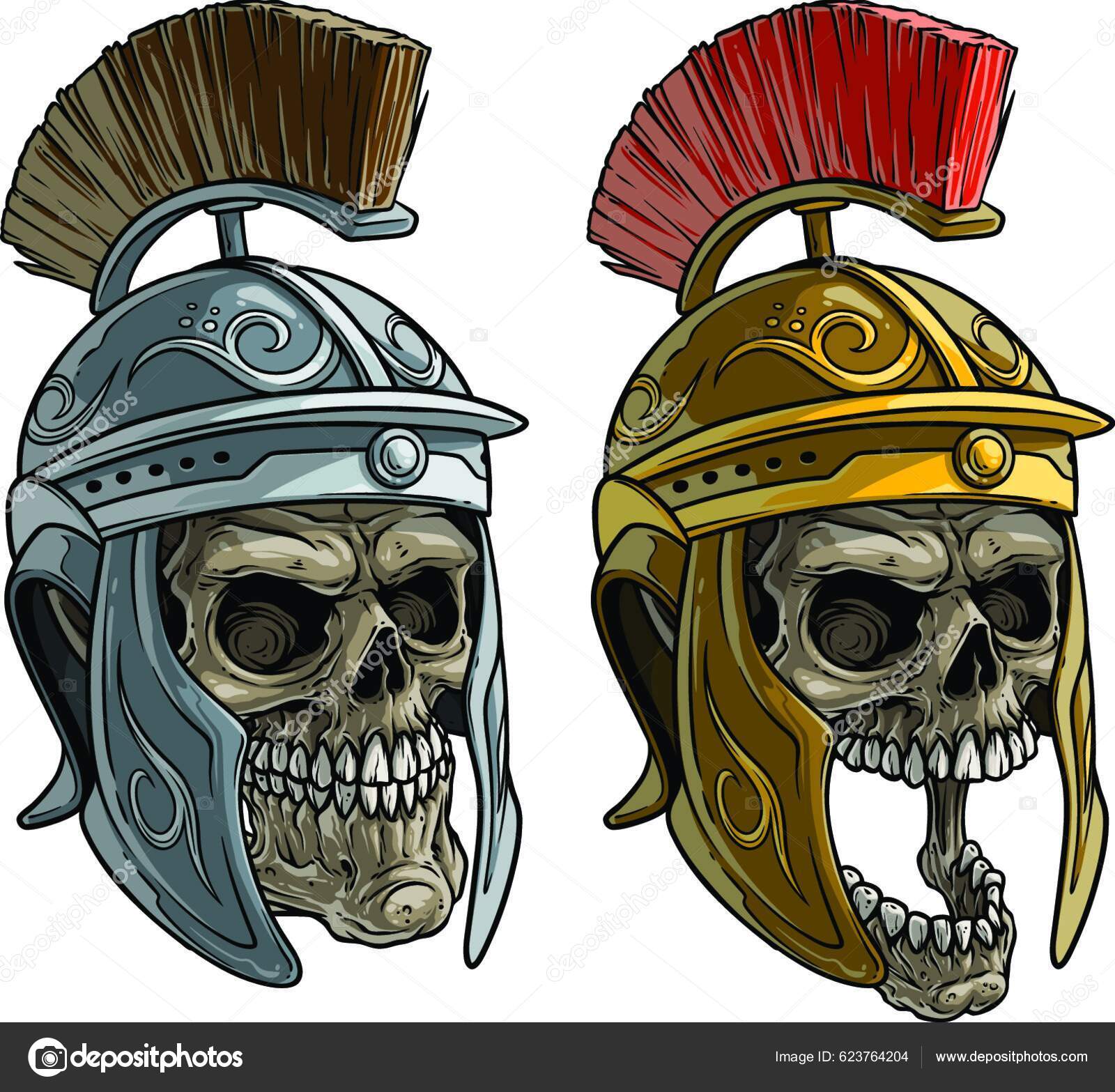 卡通人类头骨在罗马士兵头盔图库矢量图©YAY_Images 623764204, image size:1600x1567