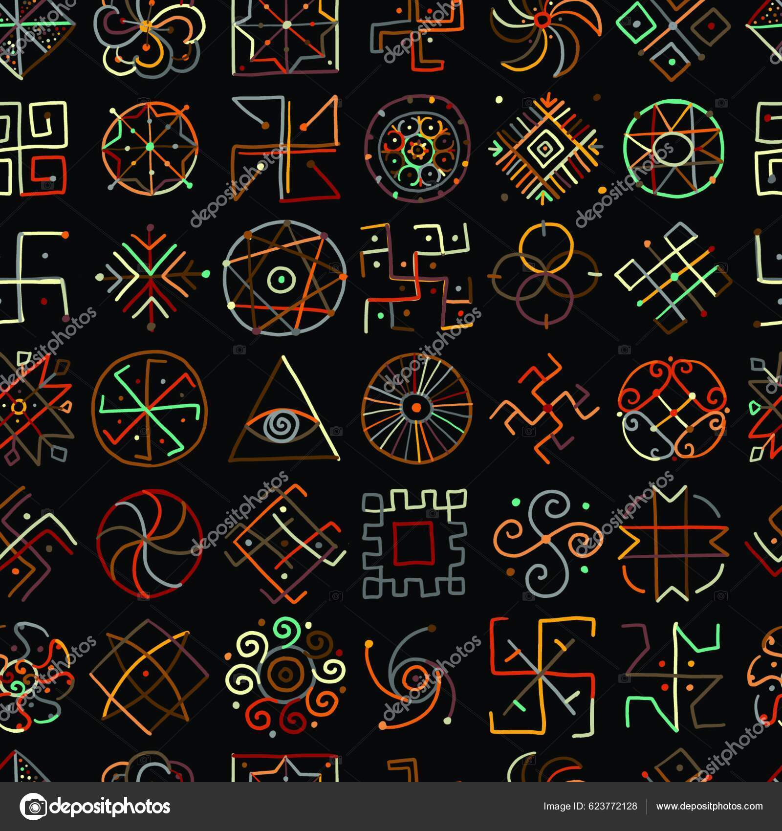 Sacred Geometry Background Seamless Pattern Alchemy Religion Philosophy ...