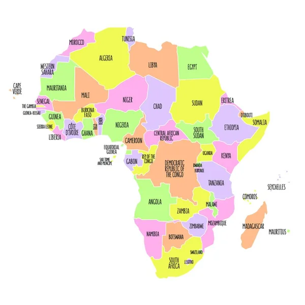 Afrika Politik Haritası Detaylı — Stok Vektör