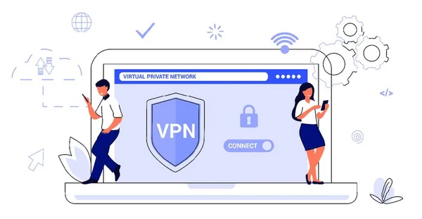Vpn Service Concept Virtueel Privé Netwerk App Voor Veilige Verbinding — Stockvector