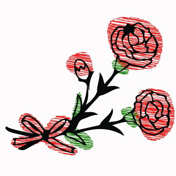 Croquis Carrnation Scribble Enfant Dessiné Icône Fleur Logo Icône Web — Image vectorielle