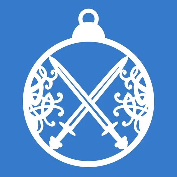 Christmas Ball Two Crossed Swords Scandinavian Viking Ornament Hanging Decoration — Image vectorielle