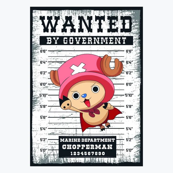 Wanted Poster Chopperman Cartoon One Piece Anime — Stock Vector