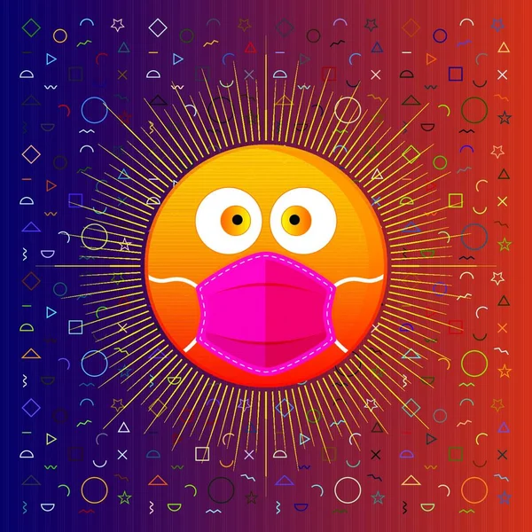 Desenhos Animados Máscara Design Emoji Arte — Vetor de Stock