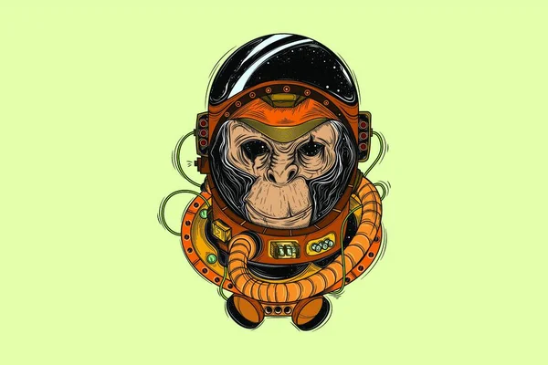 Espaço Chimpanzé Astronauta Design Illustrator — Vetor de Stock