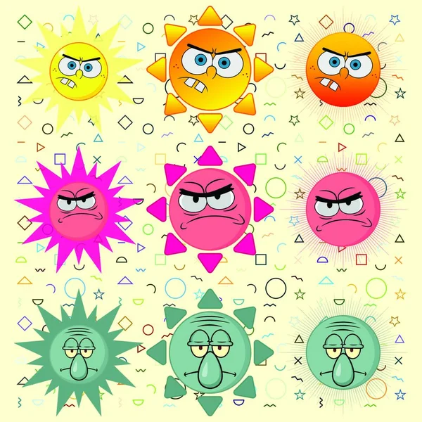 Coleção Pacote Bob Esponja Sol Emoji Desenhos Animados Projeto Plano —  Vetores de Stock