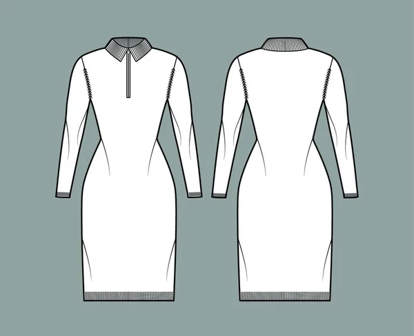 经典领子 髋部长度的拉链连衣裙 — 图库矢量图片