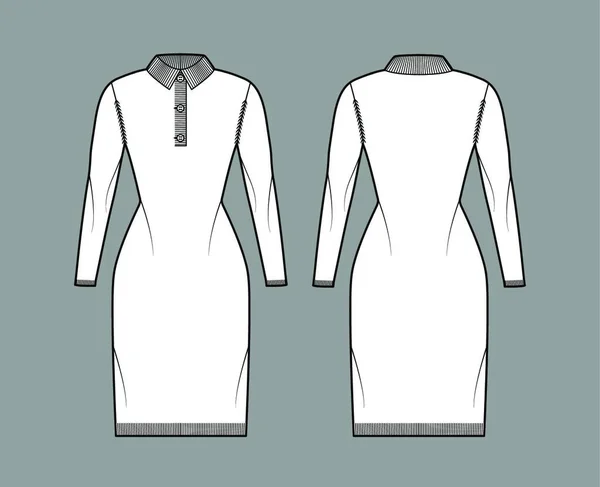 Сукня Поло Светр Технічна Модна Ілюстрація Шиєю Курки Класичним Коміром — стоковий вектор