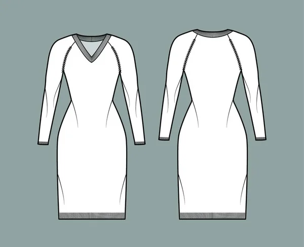 Подібна Сукня Світшот Технічна Ілюстрація Моди Довгими Рукавами Ганчірки Тонкою — стоковий вектор
