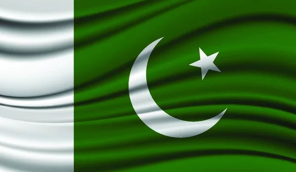 Sidenviftande Flagga Pakistan Silke Satin Textur Bakgrund — Stock vektor