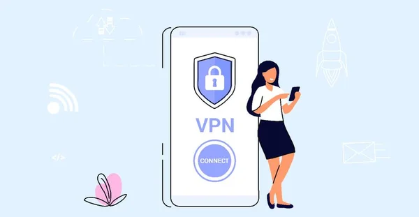 Vpn Service Concept Virtueel Privé Netwerk App Voor Veilige Verbinding — Stockvector
