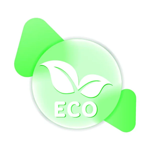 Eco Lettering Vector Illustration Design Element Label Promo Badge Zero — Stock Vector