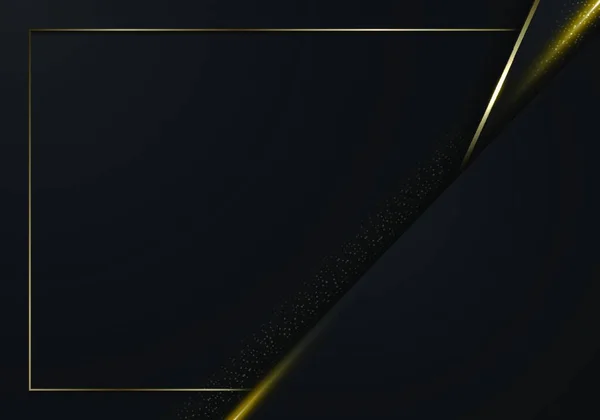 Modern Luxury Banner Template Design Black Stripes Golden Glitter Gold — Stock Vector