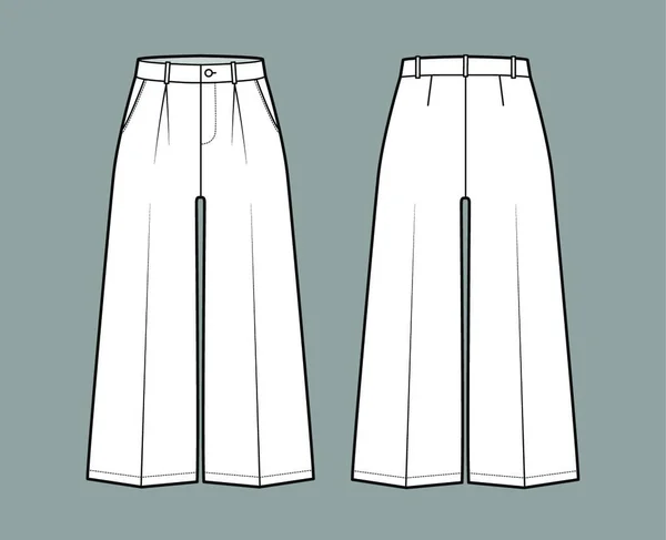 Kalhoty Capri Technické Módní Ilustrace Nízkým Pasem Stoupání Jednolůžkový Střední — Stockový vektor