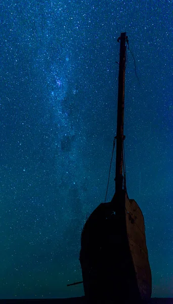 Galaxia Vía Láctea Con Estrellas Naufragio Cielo Nocturno — Foto de Stock