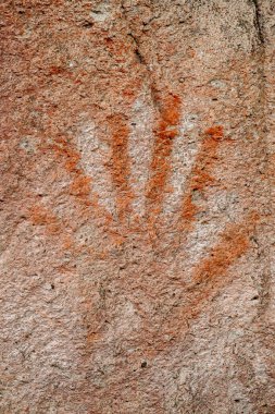 Six finger hand. Cave of Hands, Patagonia Argentina. Ancient rock art.