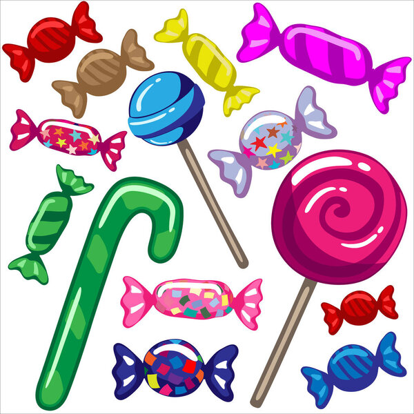 bundle of candy. vector bundle of candy. bundle. lollipops and candies. vector illustration.