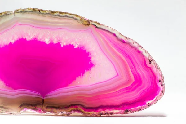 Hot Rosa Semi Transparente Ágata Geode Fatia Cristal Pedra Calcedônia — Fotografia de Stock