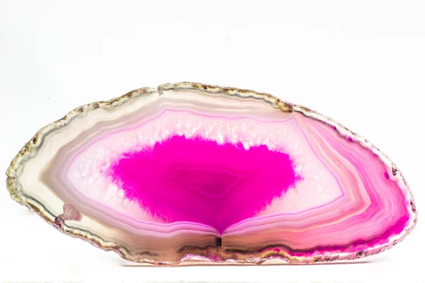 Cristal Tranche Géode Agate Rose Chaud Semi Transparent Pierre Calcédoine — Photo