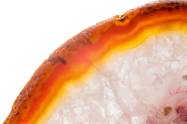 Cristal Agate Semi Transparent Blanc Orange Foncé Clair Bandes Droites — Photo