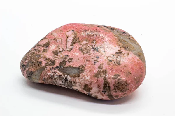 Macro Focado Tombado Polido Cristal Rodonita Rosa Mineral Inosilicato Manganês — Fotografia de Stock