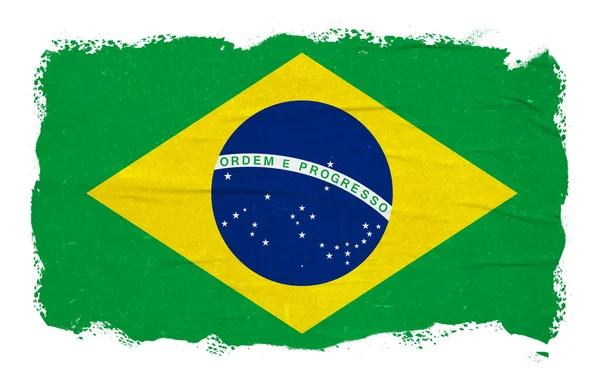 Bandeira Brasil Abstrata Com Efeito Pincel Tinta — Fotografia de Stock