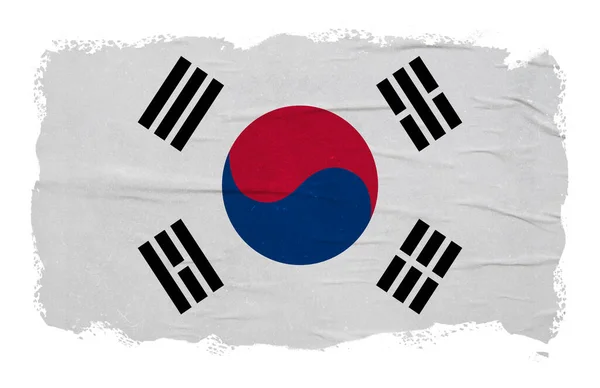 Résumé Drapeau Corée Sud Avec Effet Coup Pinceau Encre — Photo