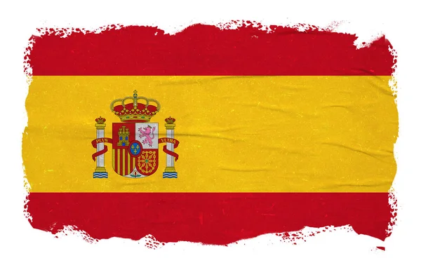 Streszczenie Flagi Hiszpanii Efektem Pociągnięcia Pędzla Atramentem — Zdjęcie stockowe