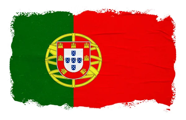 Abstrakt Portugal Flagga Med Bläck Pensel Stroke Effekt — Stockfoto