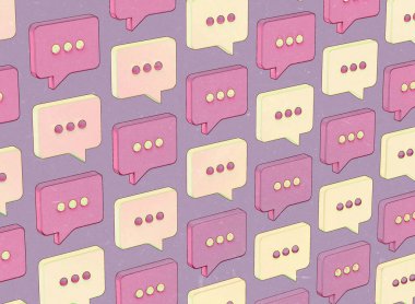 3D illustration of multiple speech bubbles. Speech, conversation 3D icon. Wallpaper.