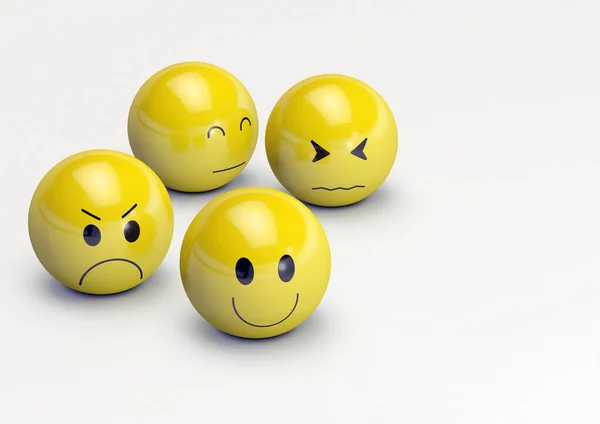 Illustrazione Emoji Con Espressioni Facciali Felicità Tristezza Paura Rabbia — Foto Stock